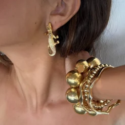 Crocodile Gold Earrings -Fashion Clothing Store CrocodileGoldEarrings 2