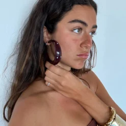 Mari Carmen Garnet Big Hoops