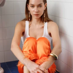 Tinsel Gold Earrings -Fashion Clothing Store pendientesdorados scaled